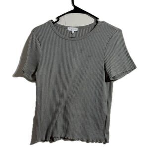 Indigo Bloom Light Gray Short Sleeve Ribbed Fitted Tee